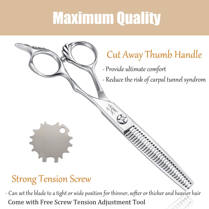 JASON 6" Blending Hair Scissors, 30 Teeth Hair Thinning Scissor Professional Trimming Hair Cutting Shears for Barber, Hairdresser, Stylist, Women and Men, Japanese 440C Stainless Steel Christmas Gift - Image 4